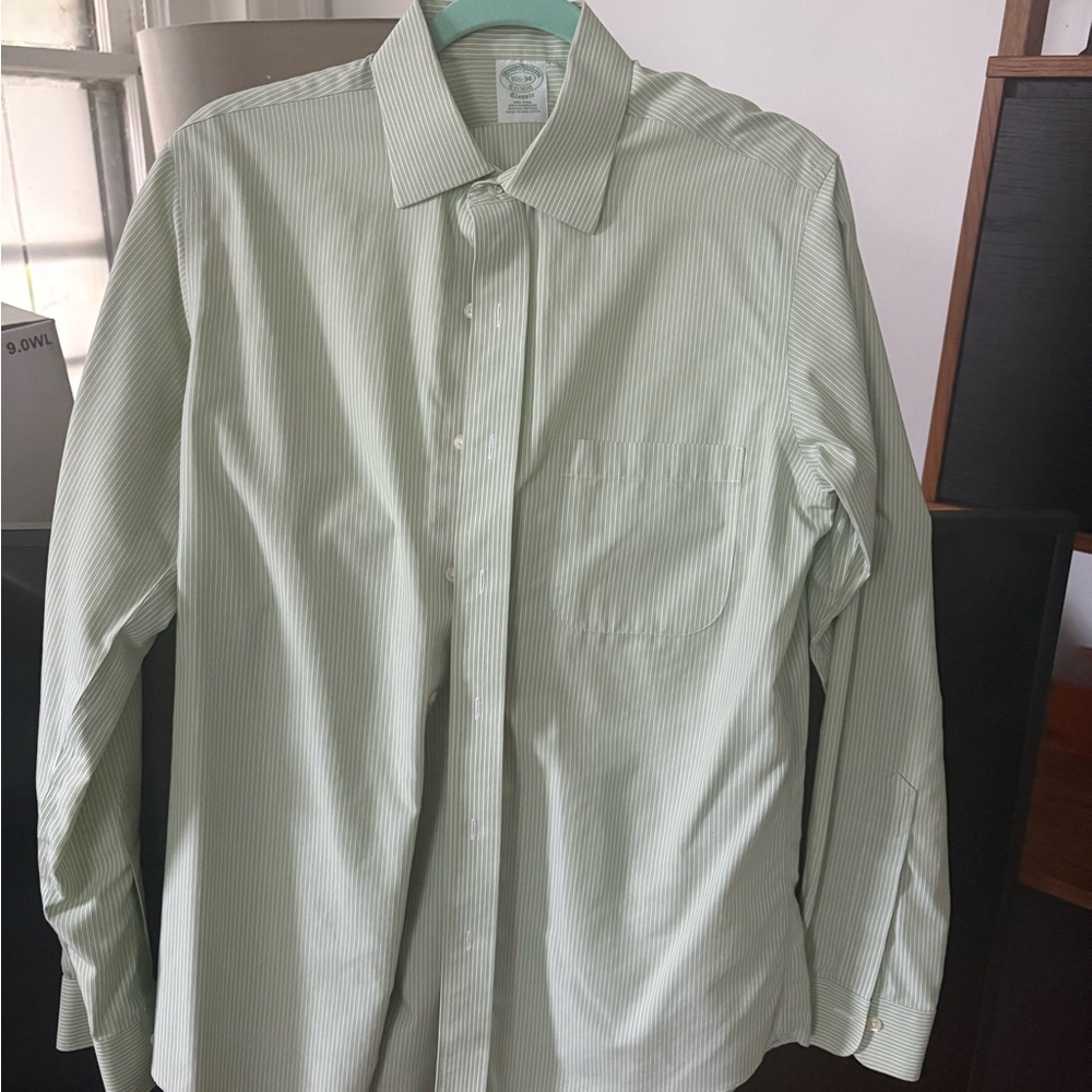 Brooks Brothers Green Dress Shirt Classic Cotton